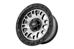 Rough Country 82 Series Wheel | One-Piece | Machined Semi Gloss Black | 18x9 | 6x5.5 | -12mm