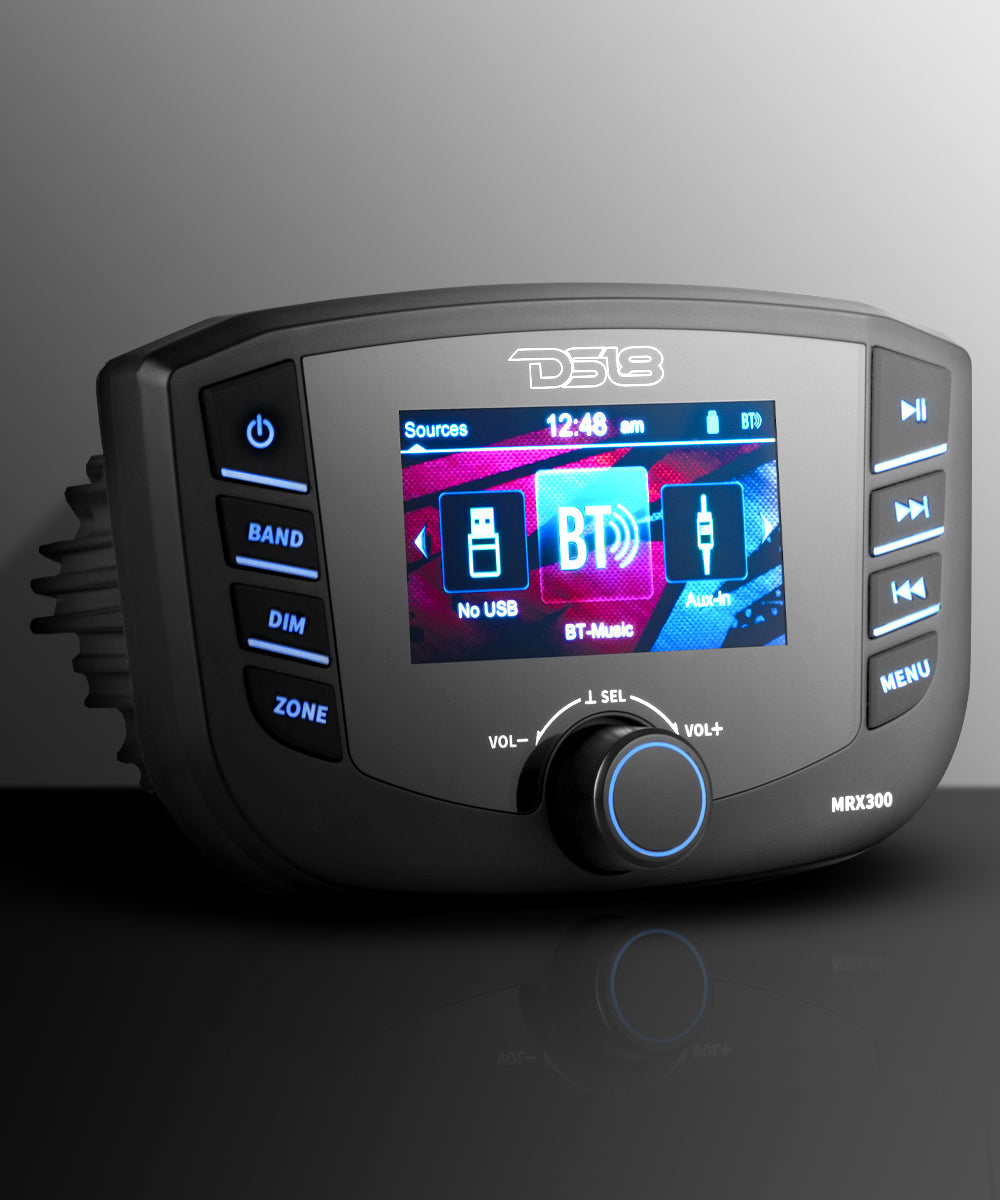Marine Headunit TFT screen , 3 Zones, 4 volts Output, Bluetooth, RDS 4X50 Watts - DS18