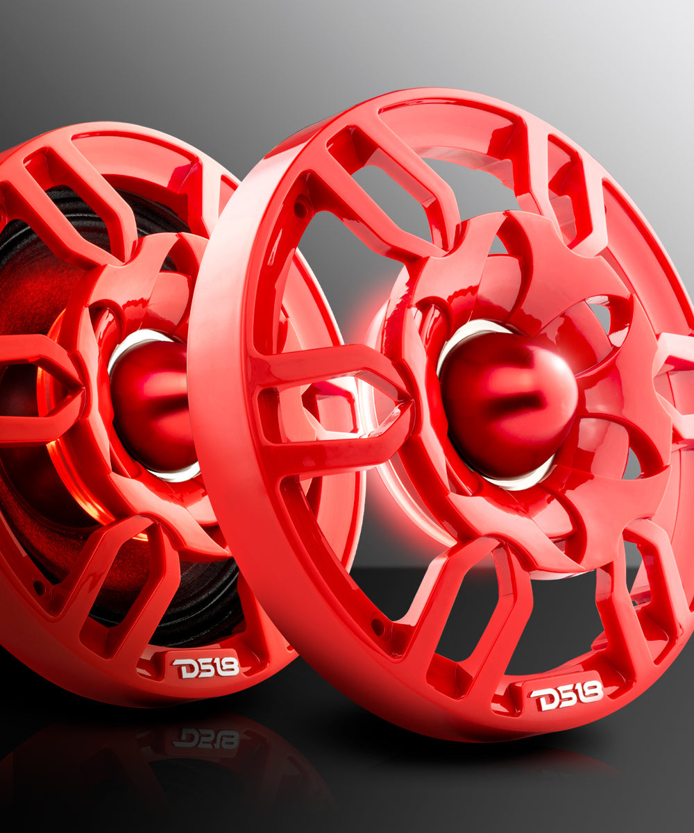 DS18 PRO-GTW6RD 6.5" Grill with Built-in 1.75" VC Neodymium Bullet Tweeter and RGB Lights 500 Watts Red(EACH) - DS18