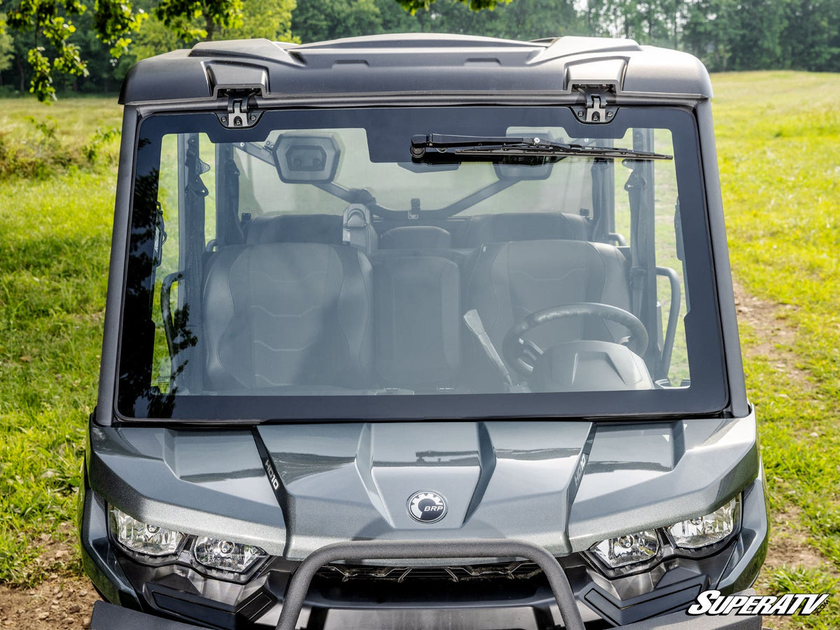 Can Am Defender Premium Power Flip Glass Windshield + Wiper Kit