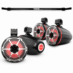 Jeep Gladiator JT Mounting Bar + 4x 8” Marine Tower Speakers with RGB LED Lights - DS18