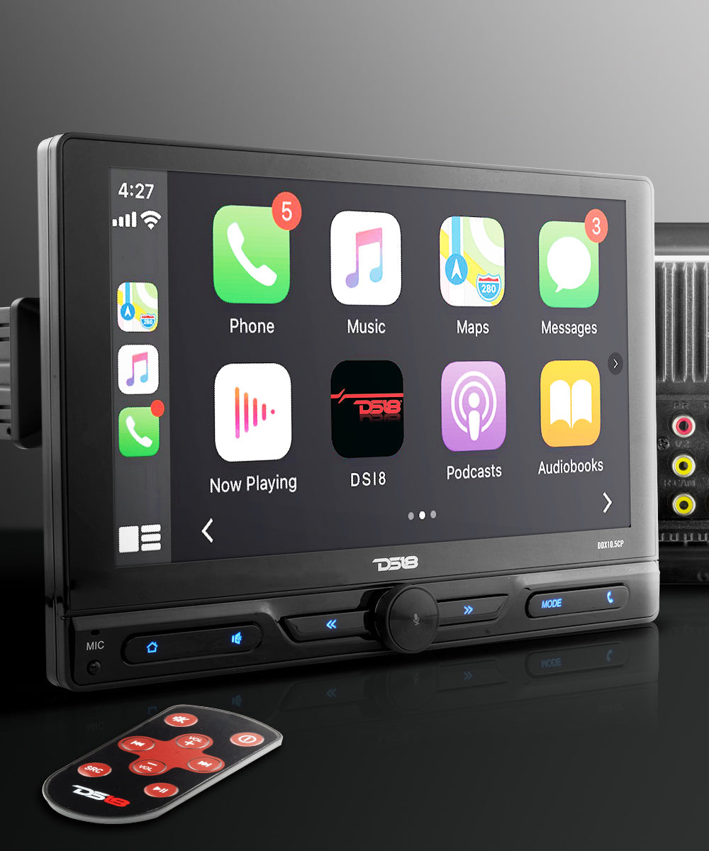 10.5" Floating Adjustable Modular Touchscreen Mechless Single-DIN Head Unit with Bluetooth, Apple Car Play, Android Mirror