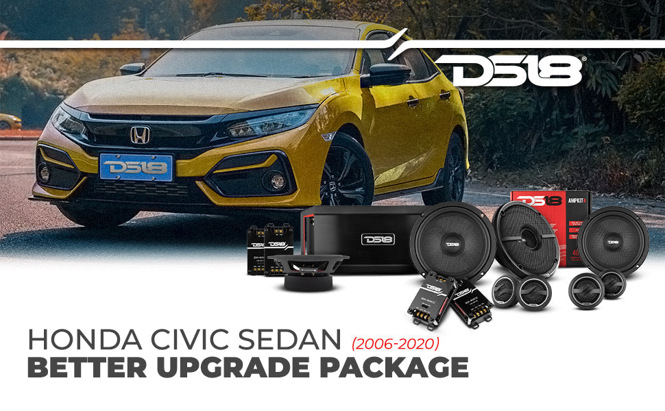 DS18 2006-2020 Honda Civic Front and Back Doors Sedan Speakers Better Upgrade/Replacement Package 1600 Watts - DS18