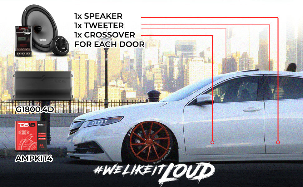 DS18 2009-2014 Acura TL Front and Back Doors Speakers Best Upgrade/Replacement Package 1800 Watts - DS18