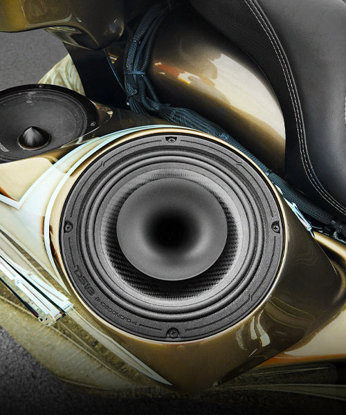 8" Neodymium Coaxial Hybrid Mid-Bass Water resistant Carbon Fiber Cone Loudspeaker with Built-in Driver 400 Watts Rms 4-Ohm