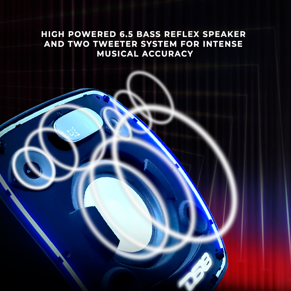 TLV 6.5" Amplified With Battery Self Powered Party Speaker With RGB LED Lights Bluetooth and TWS 200 Watts - DS18