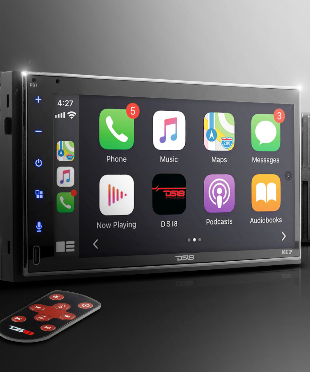7" Touchscreen Mechless Double-DIN Headunit with Bluetooth, USB, Mirror Link And Car play - DS18