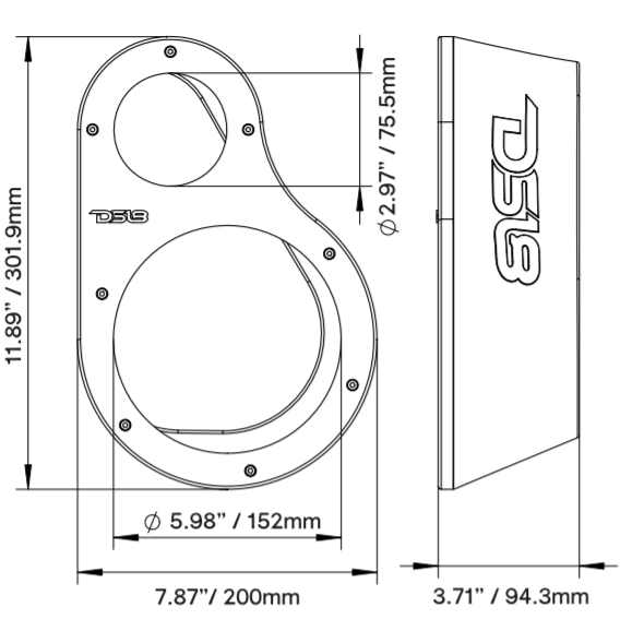 High Density Abs 2-Way Universal Pod 1 X 6.5" Loudspeaker and 1 x 1.5" Tweeter - DS18