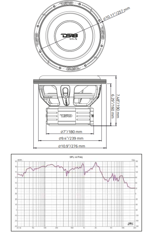 EXL-X 10" Subwoofer 850 Watts Rms DVC 2-Ohms - DS18
