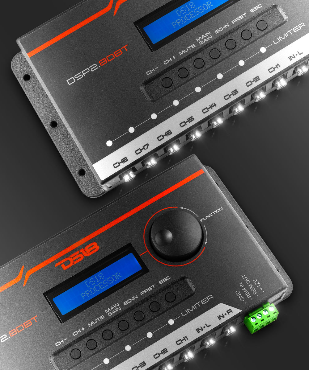 2-Channel In and 8-Channel Out Digital Sound Processor (DSP) with Bluetooth and LCD Screen - DS18