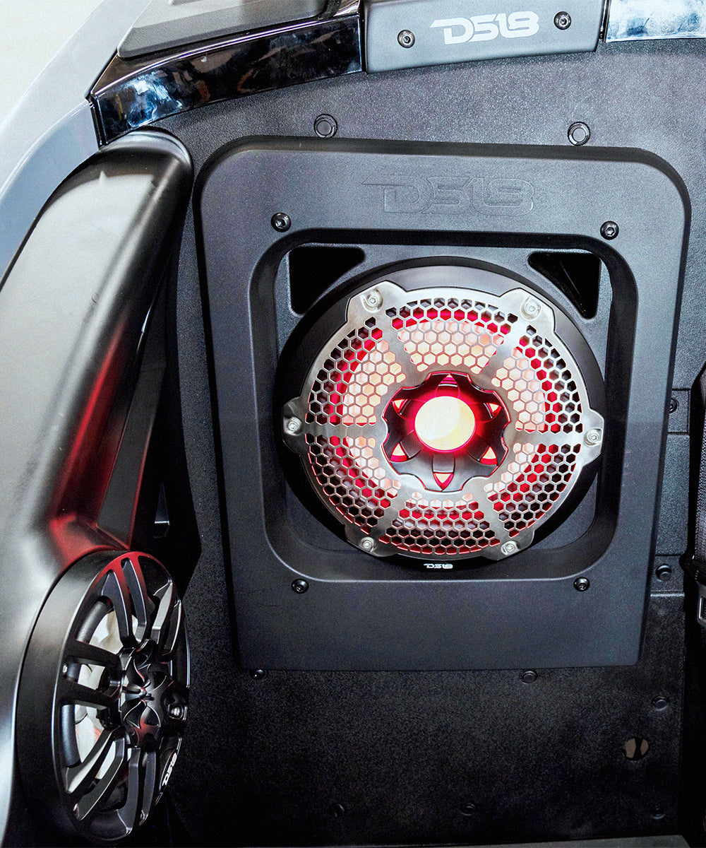 Polaris Slingshot Rear Subwoofer Enclosure Loaded | NXL-10SUB/BK and RGB LED Lights | Fits Either Passenger or Driver Side |