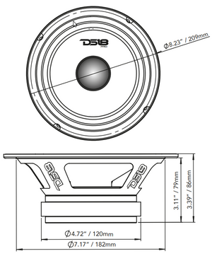 DS18 PRO-GM8B 8" Mid-Range Loudspeaker with Bullet 580 Watts 8-Ohm - DS18