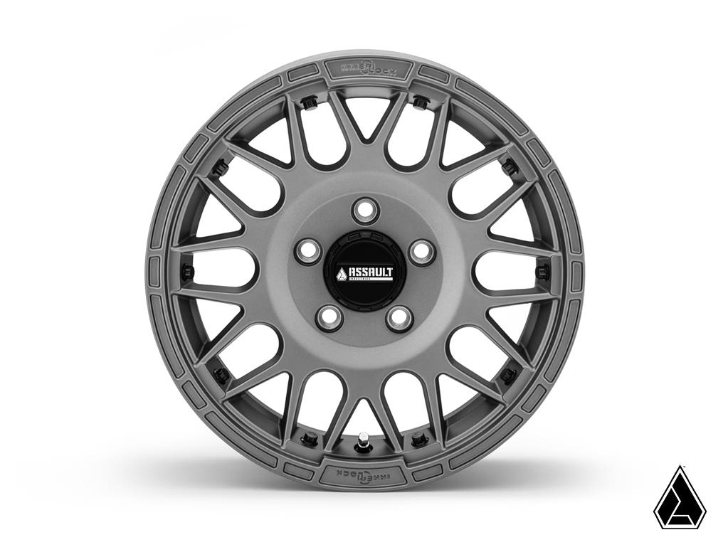 Intimidator Tires 34x10x15 on 15in. Matte Titanium Hellfire Wheels 5/4.5 Pattern