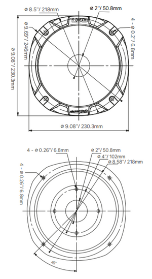 2" Throat Bolt On 27° 10.84" Depth Plastic Horn - DS18