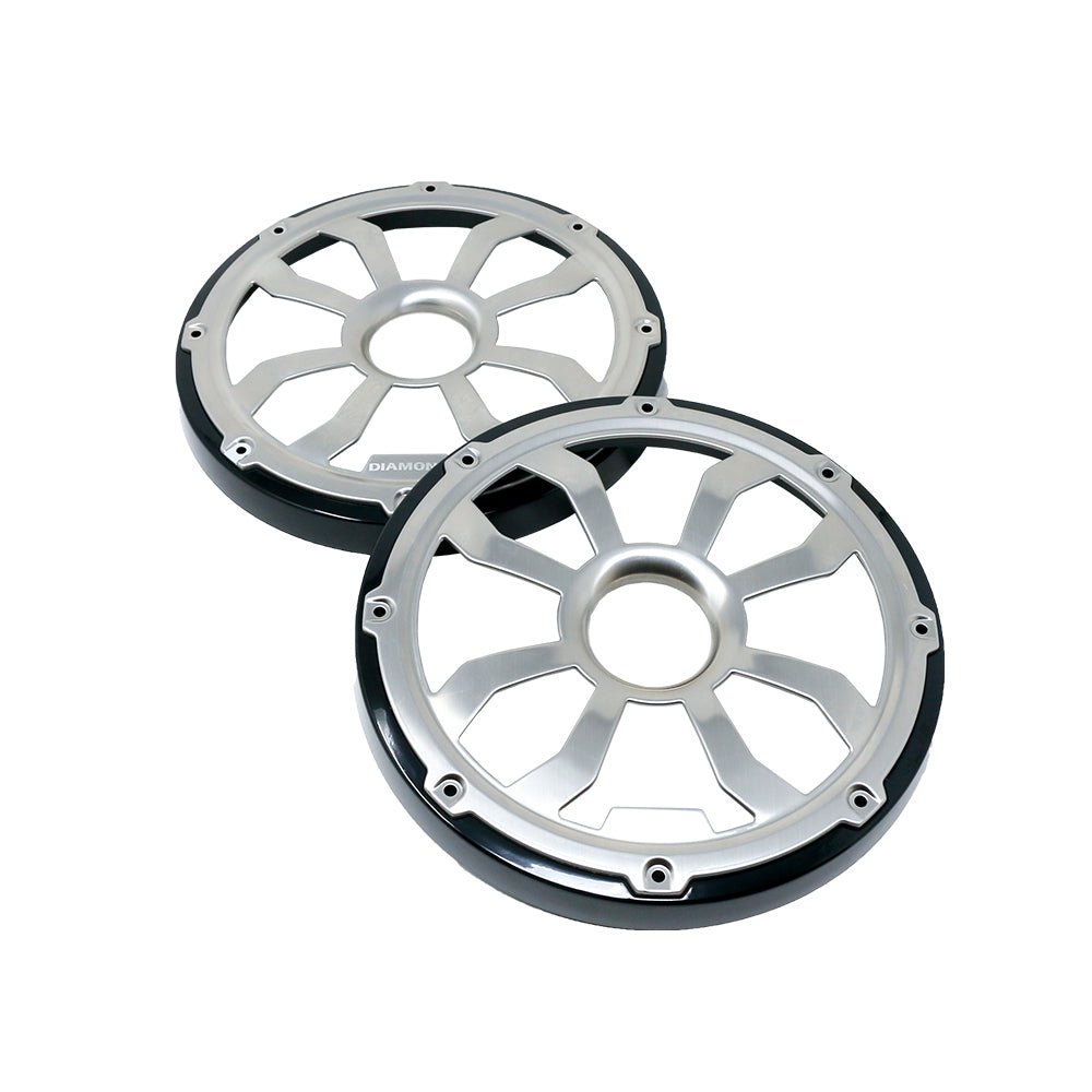 HXM8FGB - 8" Elite Flush Mount Speaker Grills - Brushed Aluminum/Black (Pair)