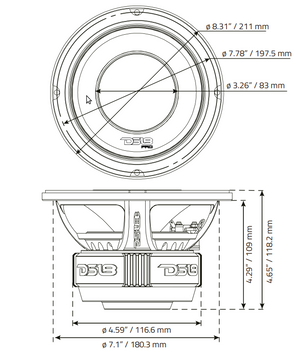 PRO 8" Coaxial Hybrid Mid-Range Water resistant Cone Loudspeaker with Built-in Driver 250 Watts Rms 4-Ohm - DS18