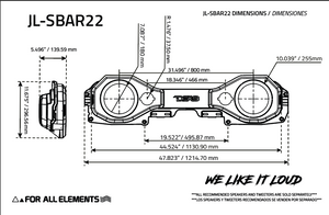 Jeep JL/JLU,JT Overhead Bar System Fits 2 X 8" Speakers and 2 X 3.78" Tweeters -Black - DS18