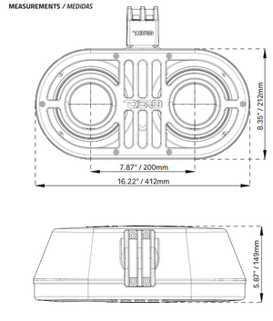 Dual 6.5" Marine and Powersports PRO Roll Cage Sound Bar System with Built in LED RGB Lights450 Watts Rms ( 2 x PRO-HY6.4B