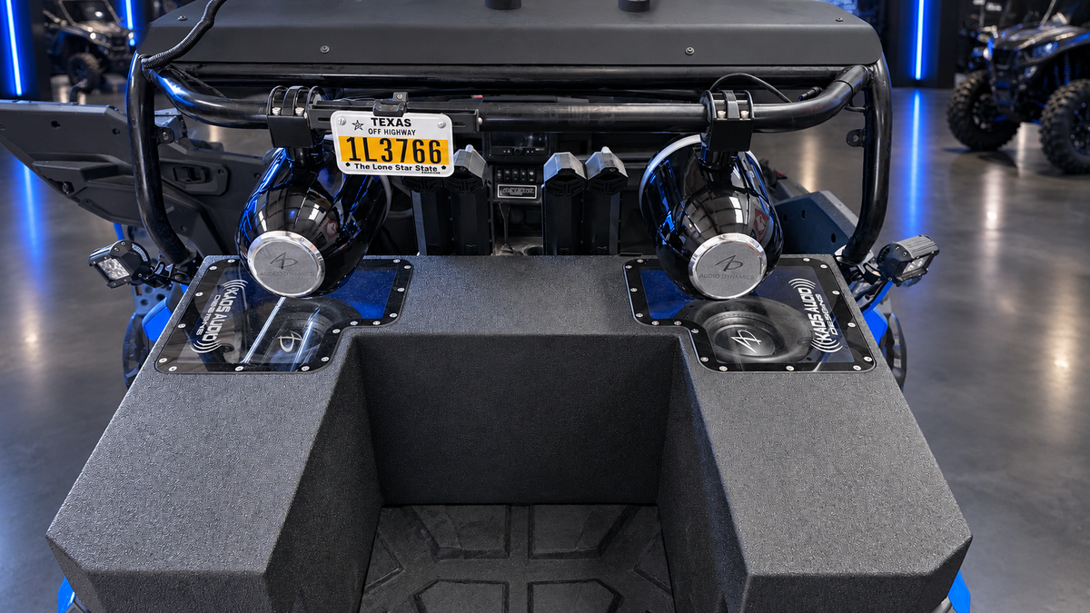 Polaris General dual 10-inch enclosure installed detail view