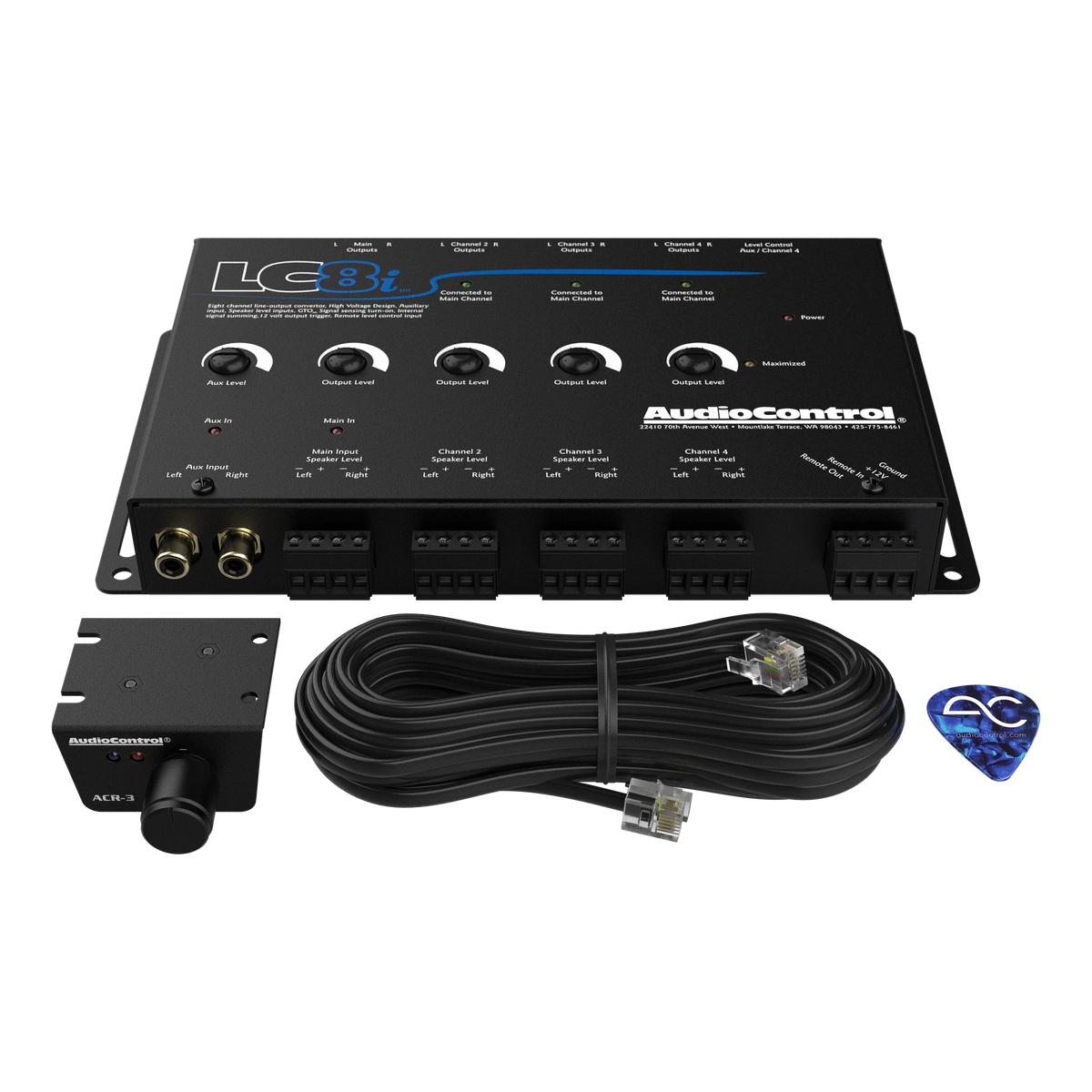 LC8i Black 8-Channel Line Output Converter with Auxiliary Input