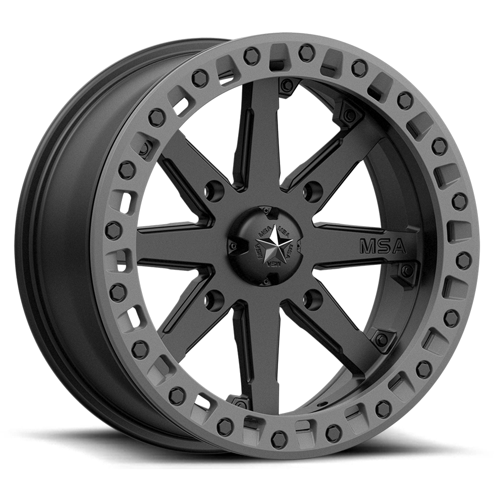 LOK2 UTV BEADLOCK - SATIN BLACK W/ MATTE GRAY RING