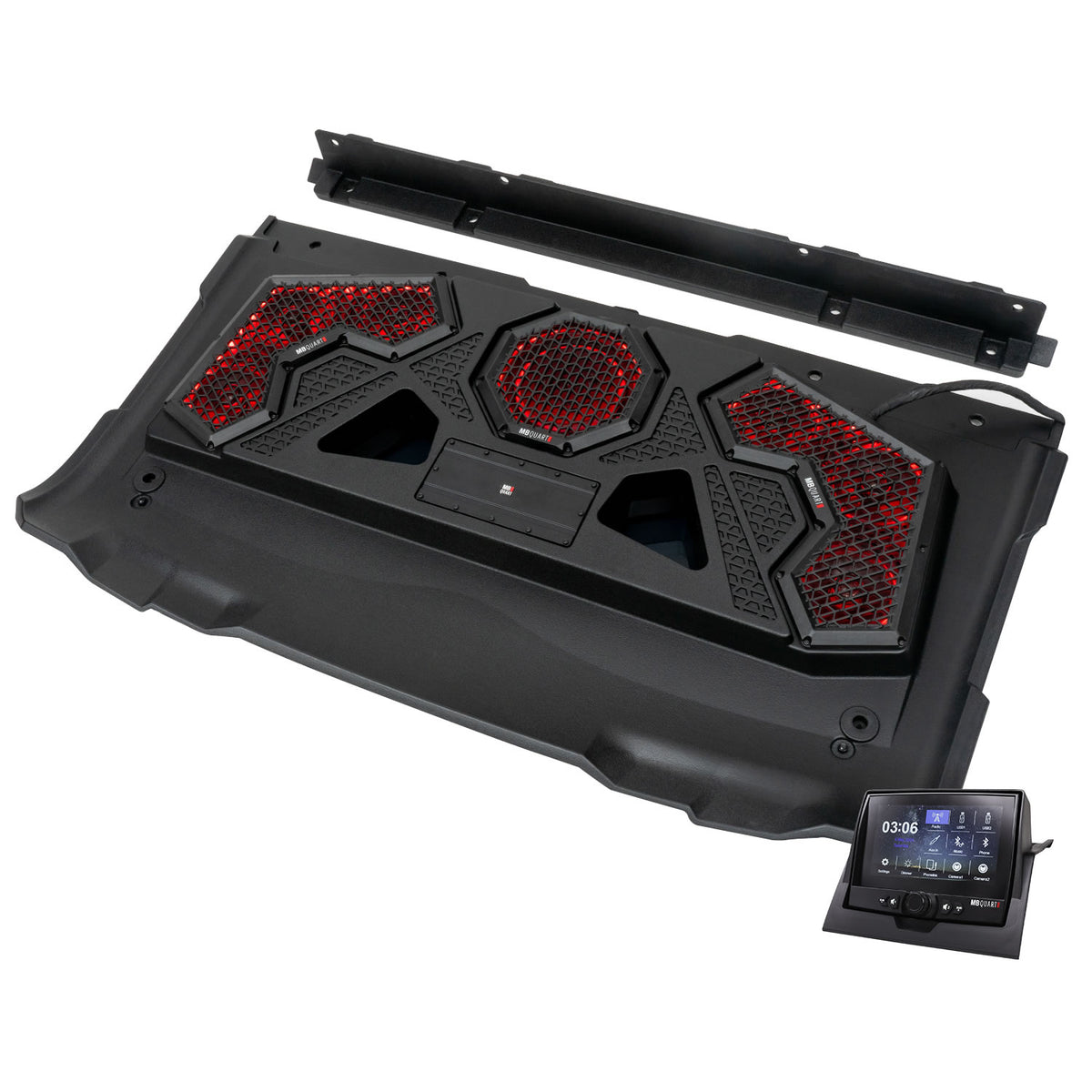 MBQRG2-S7R 500 Watt 7 Speaker Polaris RANGER Audio Roof with 7 Inch LED Source Unit and 45 Inch Light Bar