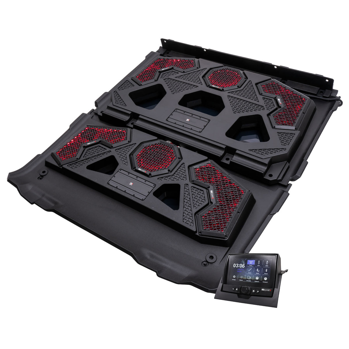 MBQRG4-S14R 1000 Watt 14 Speaker Polaris RANGER Audio Roof with 7 Inch LED Source Unit and 45 Inch Light Bar