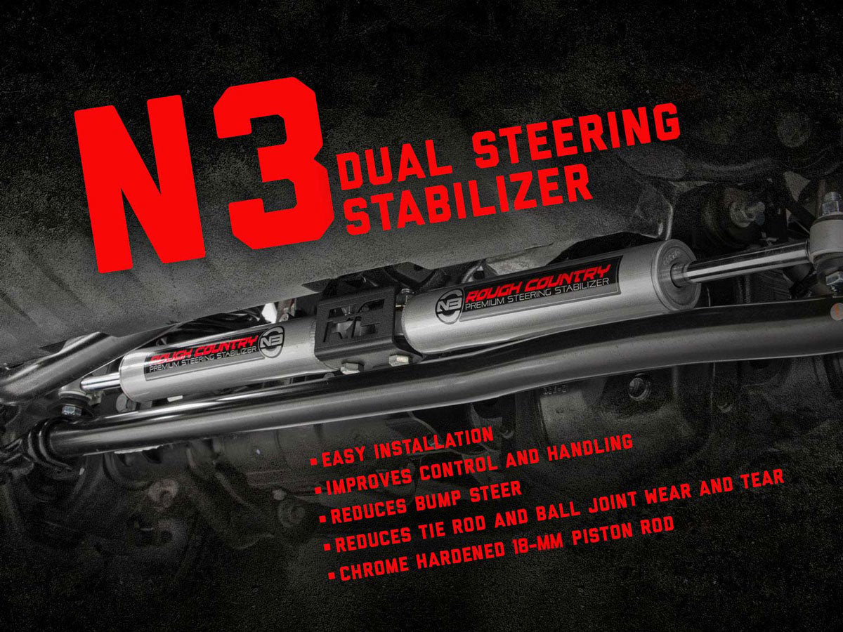 N3 Steering Stabilizer | Dual | 2-8 Inch Lift | Jeep Wrangler JK/Wrangler Unlimited (07-18)