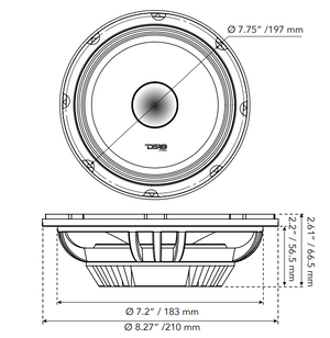 PRO 8" Slim Neodymium Mid-Range Loudspeaker with Bullet | 500W 4-Ohm - DS18