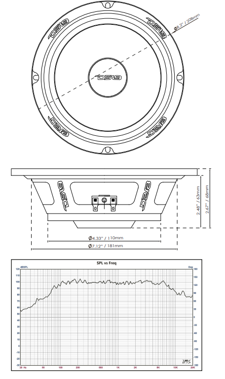 PRO 8" Shallow Neodymium Full-Range Loudspeaker 200 Watts Rms 4-Ohm - DS18