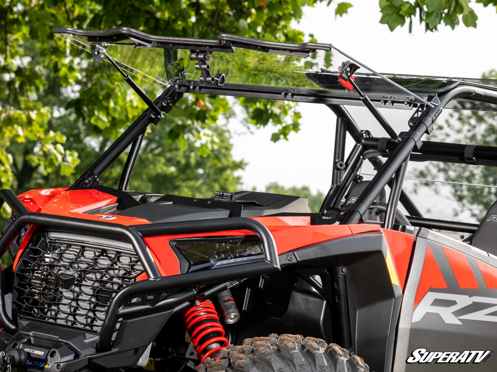 Polaris RZR XP Scratch-Resistant Flip Windshield - Standard Polycarbonate