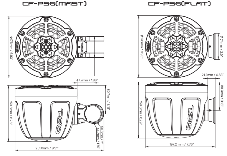 NXL 6.5" Pod 300W Speaker with Integrated RGB LED Lights (Pair) - Perfect for Jet Skis - DS18