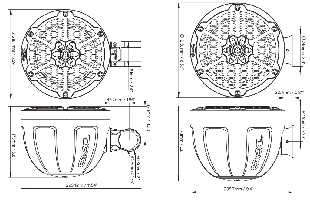NXL 8" Pod 375W Speaker with Integrated RGB LED Lights (Pair) - Perfect for Jet Skis - DS18