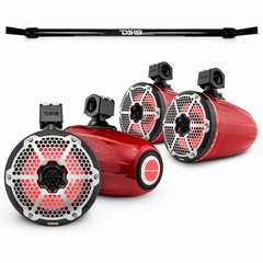 Jeep Gladiator JT Mounting Bar + 4x 8” Marine Tower Speakers with RGB LED Lights - DS18