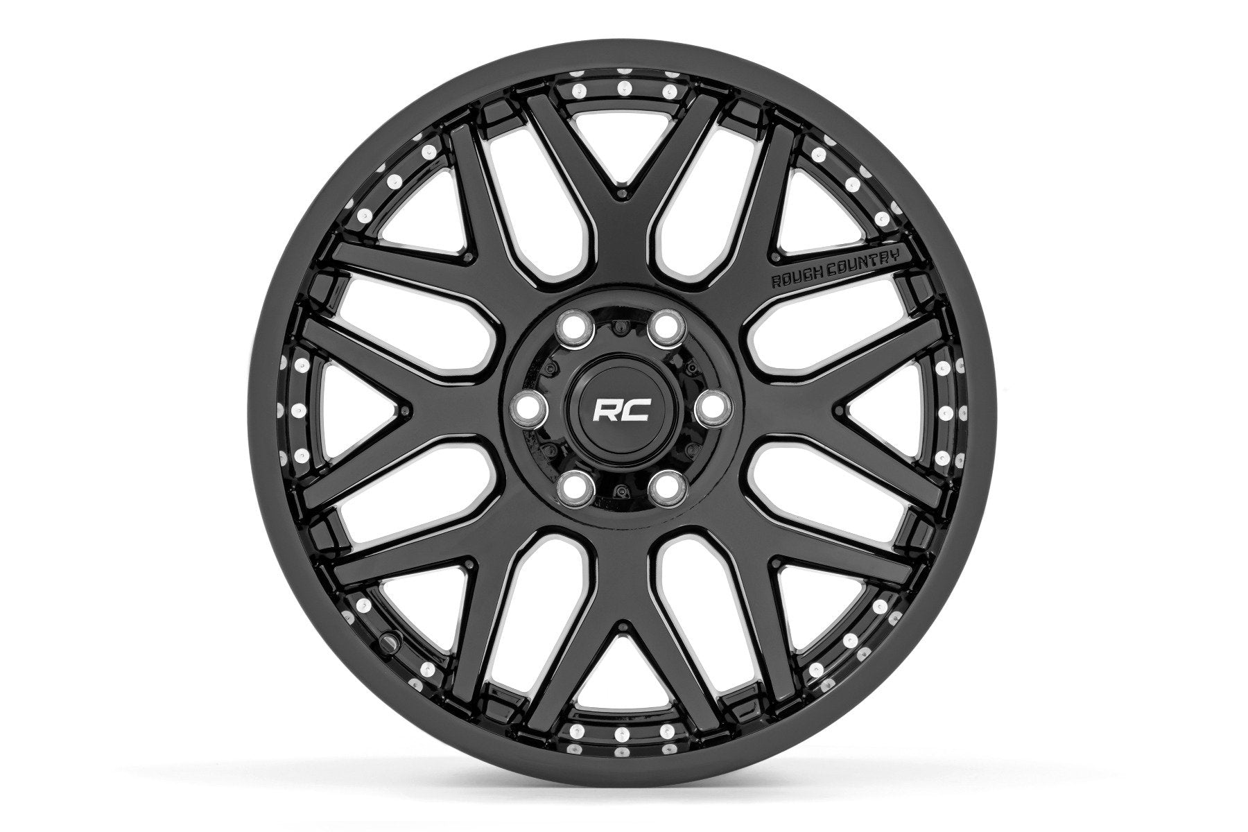 Rough Country 95 Series Wheel | One-Piece | Gloss Black | 22x10 | 6x135 | -19mm