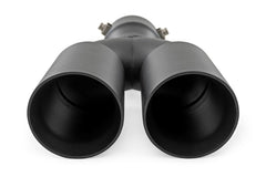 Exhaust Tip | Black | Red RC Logo | 2.5-3 Inch Pipe Single Inlet | Dual Outlet