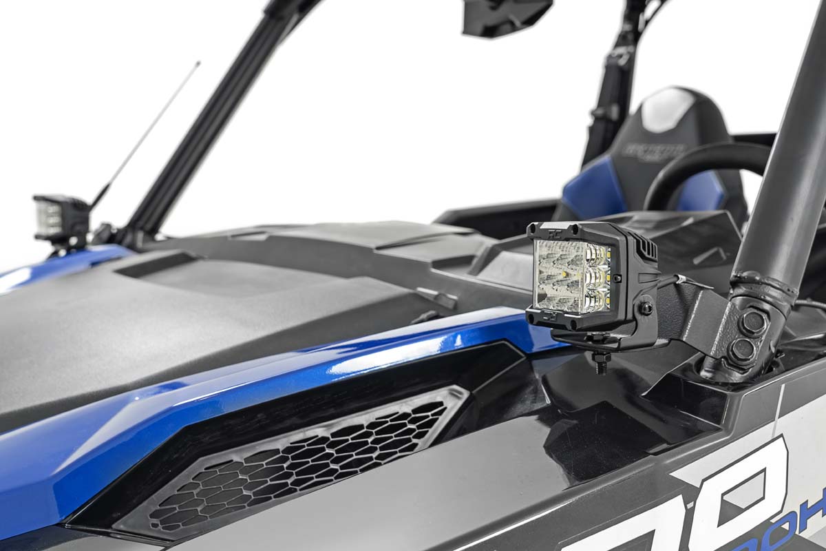 LED Light Kit | Cage Mount | 2" Black Pair | White DRL | Polaris General XP 4 1000