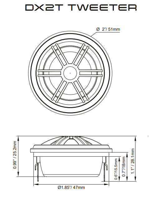 DX 6.5" 2- Way Component Speaker System With Kevlar Cone 230 Watts Rms 4-Ohm - DS18
