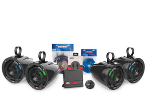 MTX Amplifier and Roll Cage Speaker Kit - Bluetooth + 4 Pods