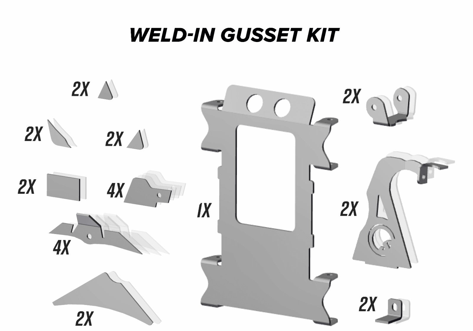 Polaris RZR XP 1000 Weld-In Gusset Kit - Front & Rear