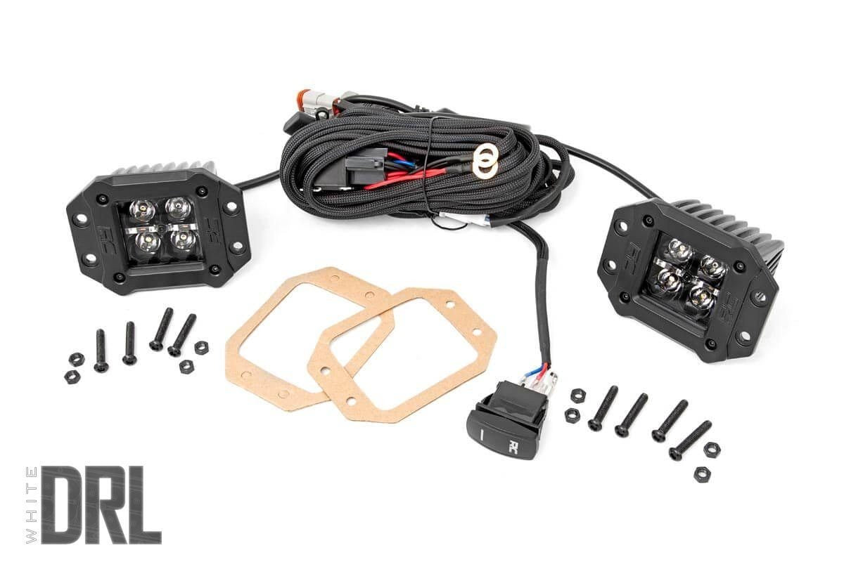 2 Inch Black Series LED Light Pods | Flush Mount | Cool White DRL