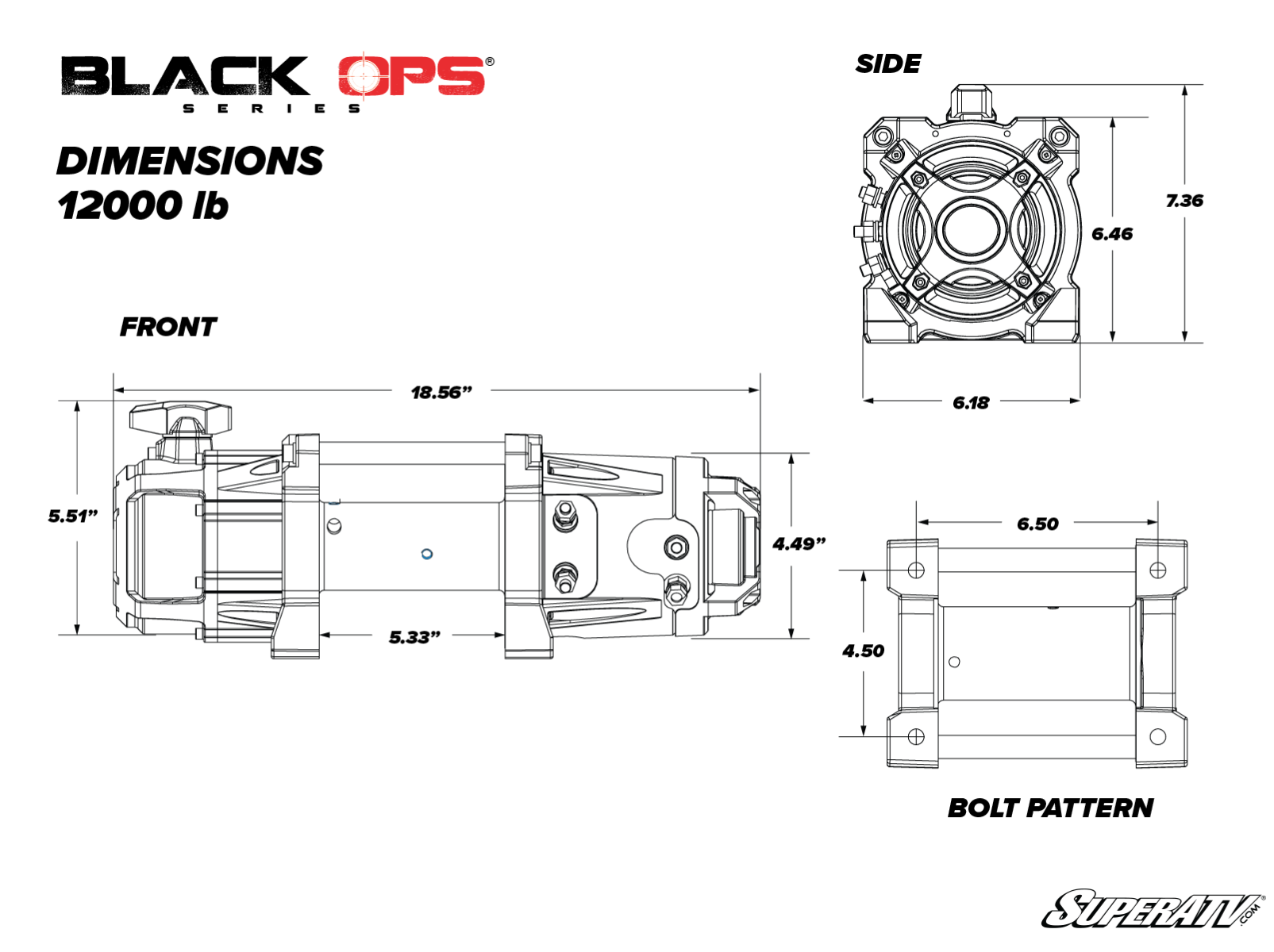 12,000 lb. Winch (with Wireless Remote & Synthetic Rope)