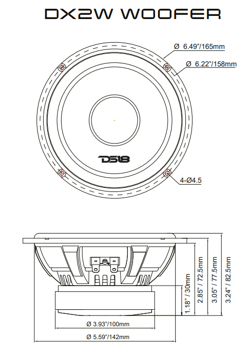 DX 6.5" 2- Way Component Speaker System With Kevlar Cone 230 Watts Rms 4-Ohm - DS18