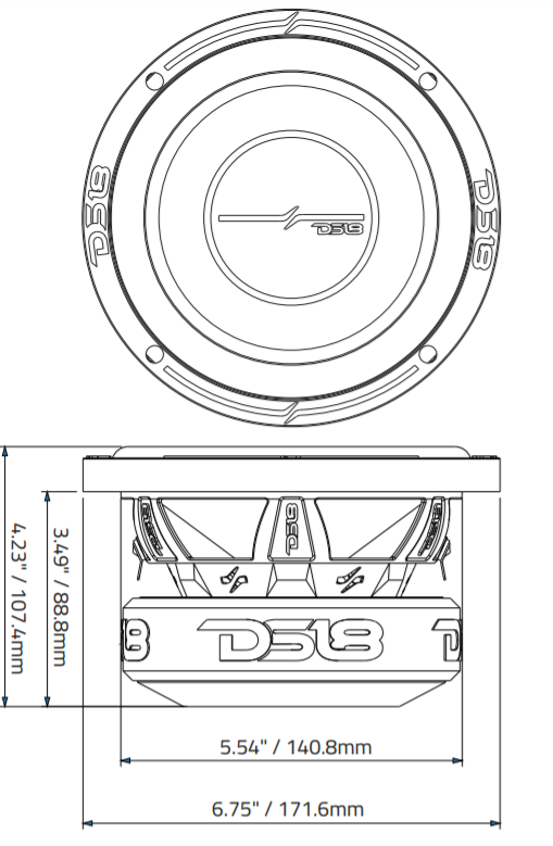 ZR 6.5" Subwoofer 300 Watts Rms DVC 2-Ohm - DS18